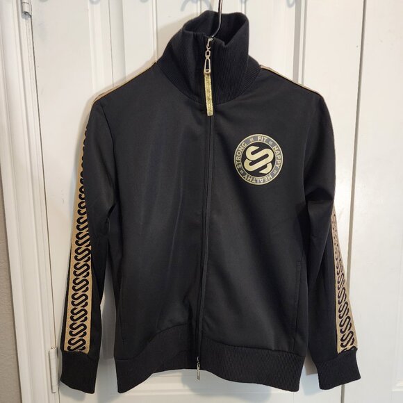 Sharny & Julius Jackets & Blazers - Sharny & Julius SJ Glitter Ribbon Black Tracksuit Jacket - Woman's Size S